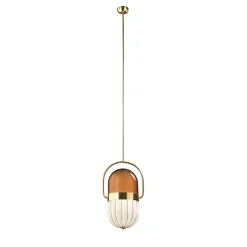 Pill Glass Gold Two Light Pendant Lamp