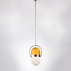 Pill Glass Gold Two Light Pendant Lamp