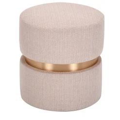 Pink Cylinder Wood Pouf