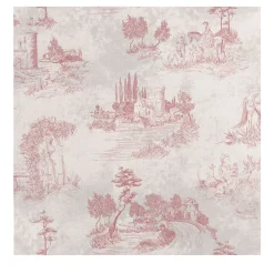 Pink French Vintage Toile Wallpaper