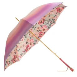 Pink Ombre And Flowers With Acetate Handle Umbrella