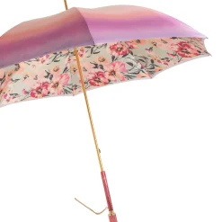 Pink Ombre And Flowers With Acetate Handle Umbrella