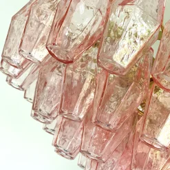 Pink Poliedri Glass Chandelier