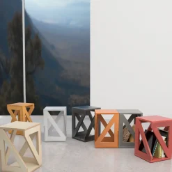 Pitagora White Stool by Antonio Saporito