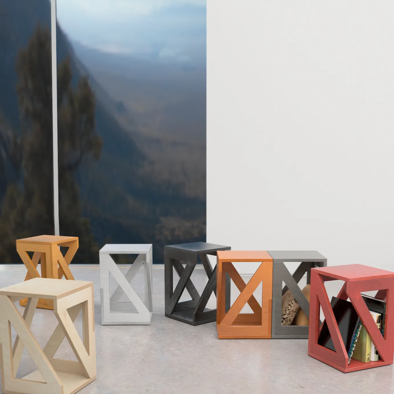 Pitagora White Stool by Antonio Saporito