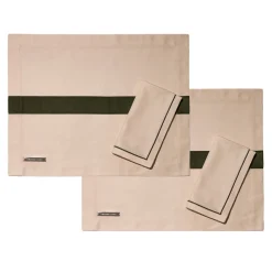Placemats and Napkins - Beige and Mud Green