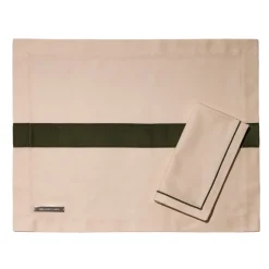 Placemats and Napkins - Beige and Mud Green