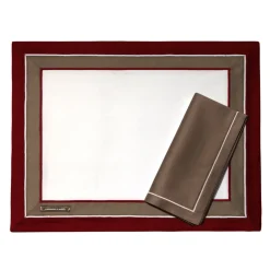 Placemats and Napkins - Red, Beige and White