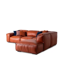 Placido orange leather corner sofa