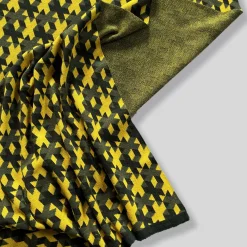 Plaid Lana 01 Patterned Yellow & Gray Blanket by Giulio Iacchetti