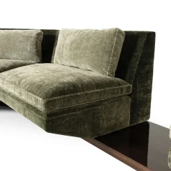 Platea Modular L-Shaped Green Velvet with Pouf Sofa by Storagemilano