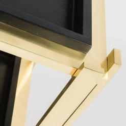 Plateau Oak Wood Removable Trays and Brass Serving Table