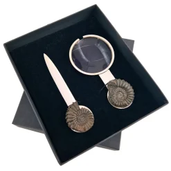 Pleuroceras Set of Magnifying Glass and Paper Knife by Nino Basso