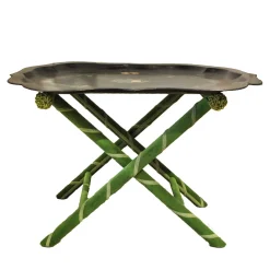 Pliant Vintage Green Folding Table with Shaped Tray