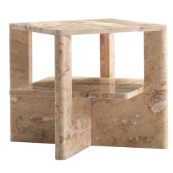 Plus+Doble Travertine Side Table by Antonio Saporito