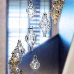 Polani 7-light Fumè and Crystal Clear Murano Glass Chandelier