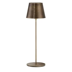 Polaris Circle Antiqued Brass Wireless Table Lamp by I. Harari