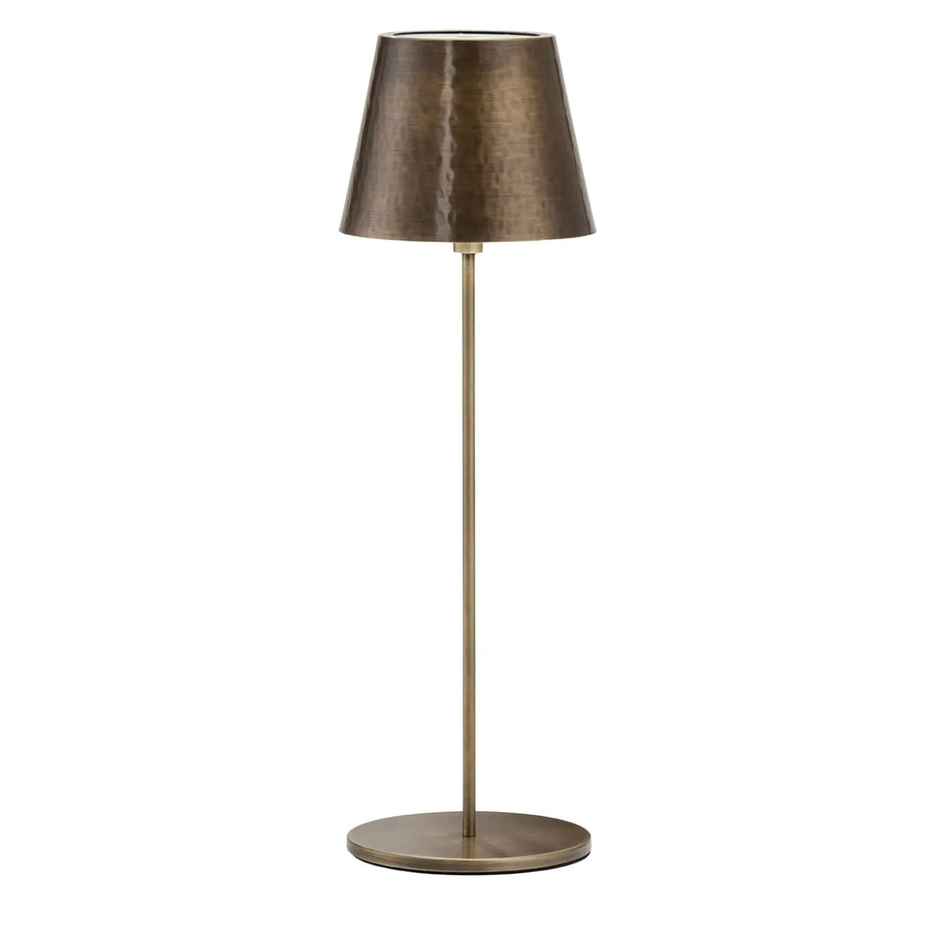 Polaris Circle Antiqued Brass Wireless Table Lamp by I. Harari