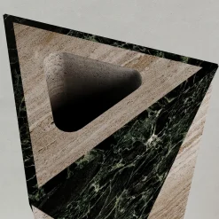 Polimelus Verde Alpi & Travertine Vase