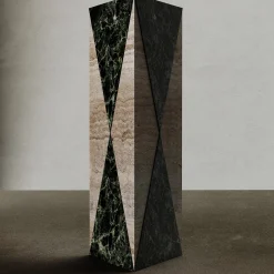 Polimelus Verde Alpi & Travertine Vase
