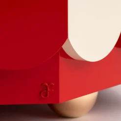 Pollock White and Red Bar Cabinet