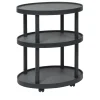 Polo Trolley 3-Tier Black Oval Table