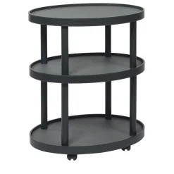 Polo Trolley 3-Tier Black Oval Table