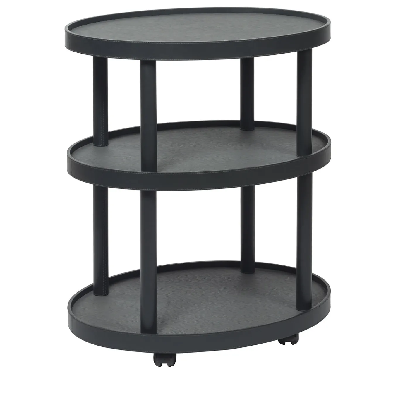 Polo Trolley 3-Tier Black Oval Table