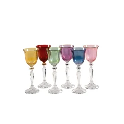 Polychrome Set of 6 Goblet-Like Liquor Glasses