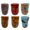 Polychrome Set of 6 Murrina-Decorated Glasses