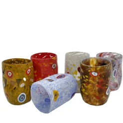 Polychrome Set of 6 Murrina-Decorated Glasses