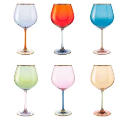 Polychrome Set of 6 Wine Tasting Glasses