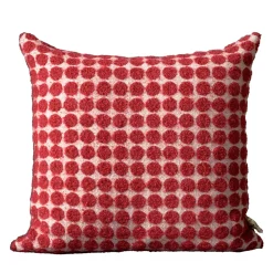 Polystic Square Dotted Red & White Boucle Wool Cushion