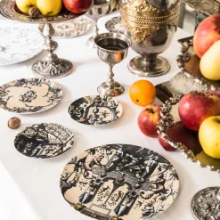 Pompei Porcelain Soup Plate with branches and jewel #3