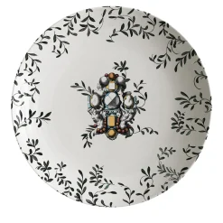 Pompei Porcelain Soup Plate with branches and jewel #1