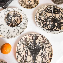 Pompei Porcelain Soup Plate with branches and jewel #1