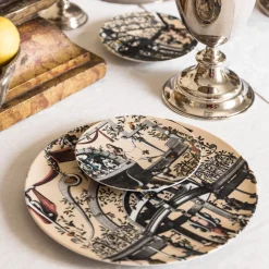 Pompei Set of 6 porcelain Dessert Plates with geometric design