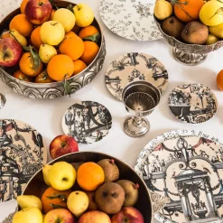 Pompei Set of 6 porcelain Dessert Plates with geometric design