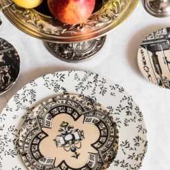 Pompei Set of 6 porcelain Dessert Plates with geometric design