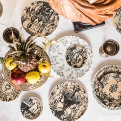 Pompei Set of 6 porcelain Dessert Plates with geometric design