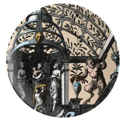 Pompei Set of 2 porcelain Bread Plates with grotesque drawing #4