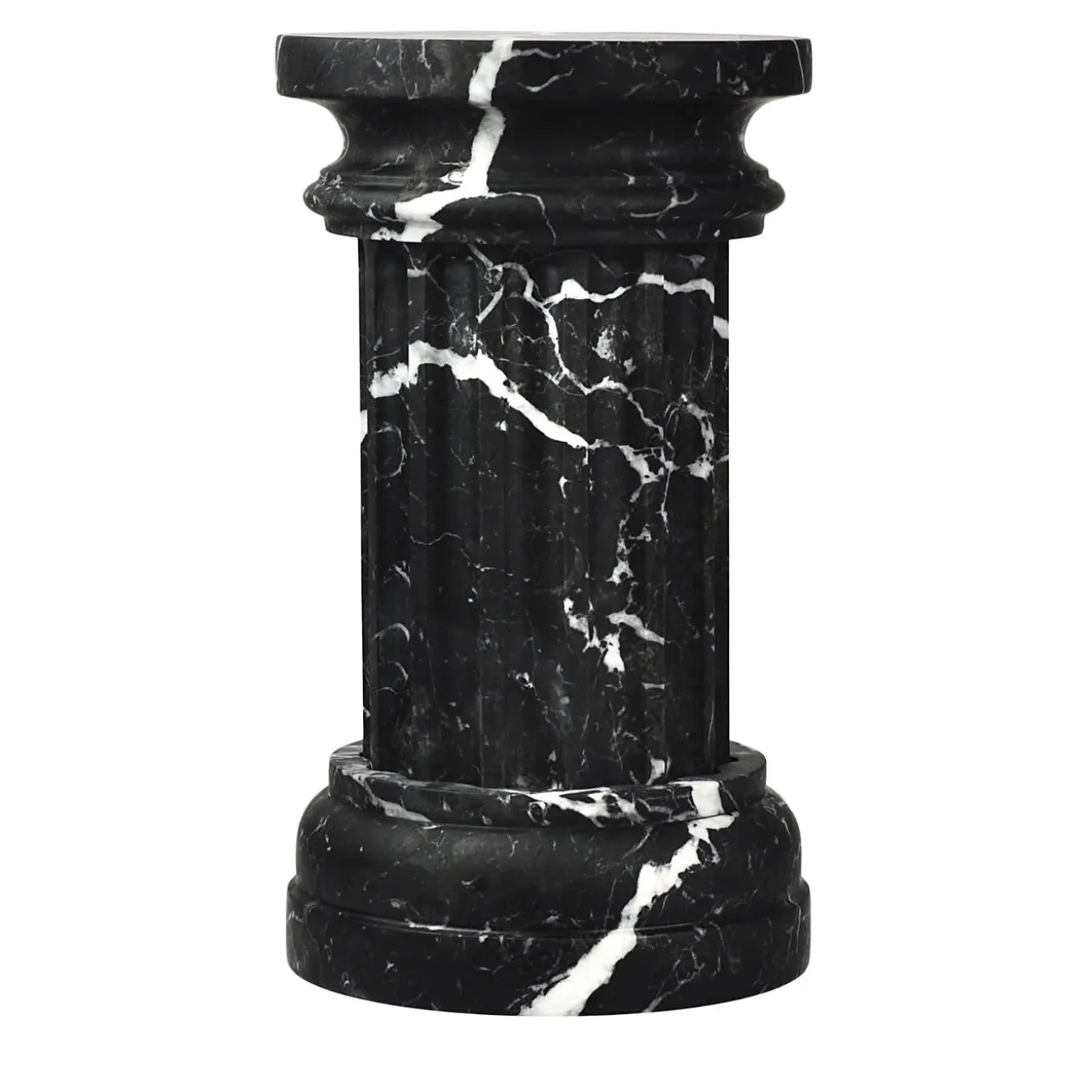 POR TAN TE Satin black Marquina marble Column Vase