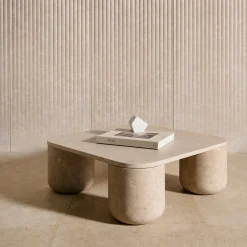 Porto Square Beige Marble Coffee Table