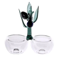 Portofino Handcrafted Olive Glass Salt&Pepper Set