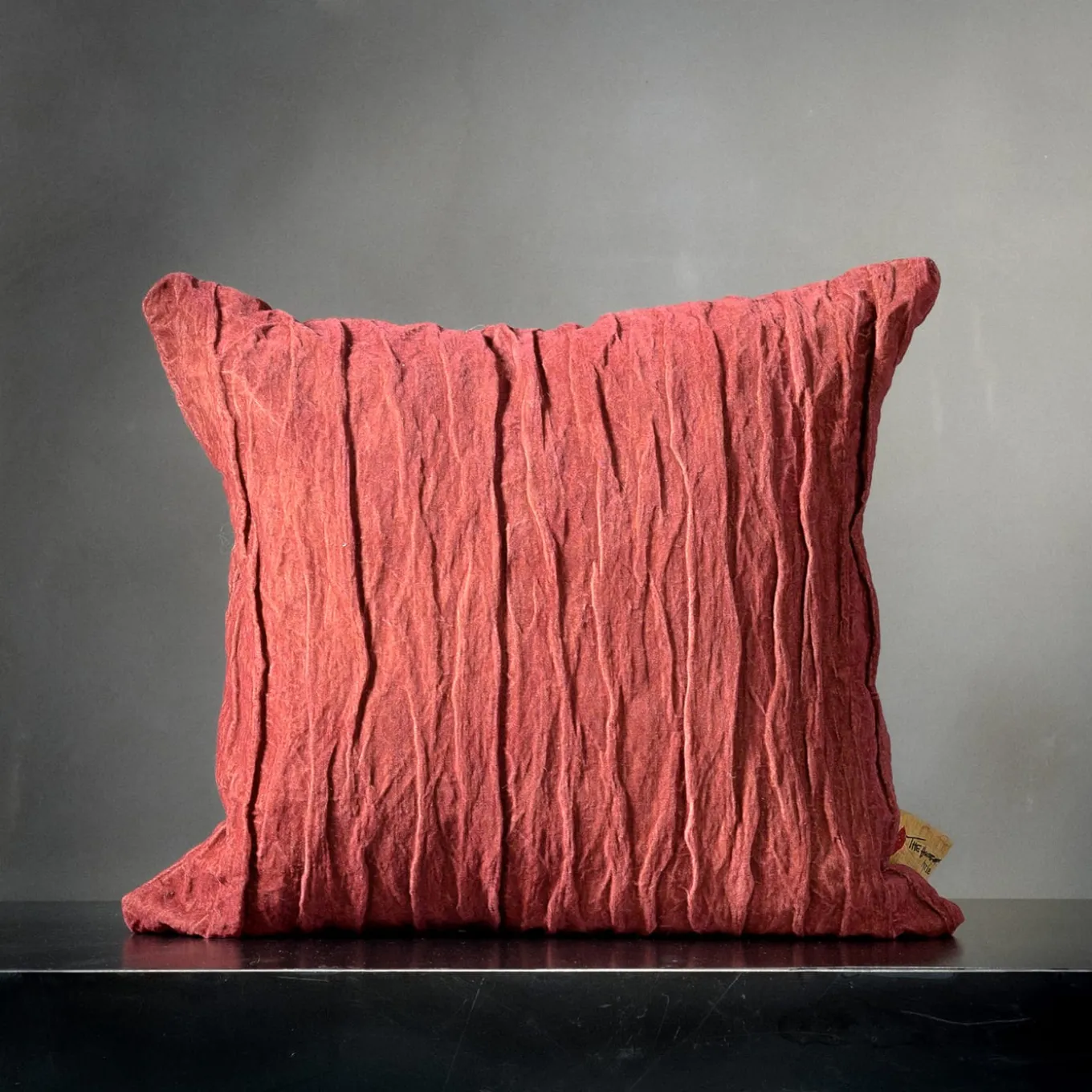 Potentilla Square Red Velvet Cushion