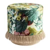 Pouf Notti d'Oriente with botanical fantasy and basket base