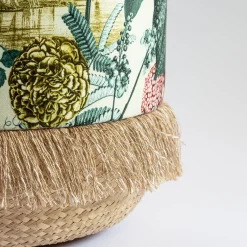 Pouf Notti d'Oriente with botanical fantasy and basket base