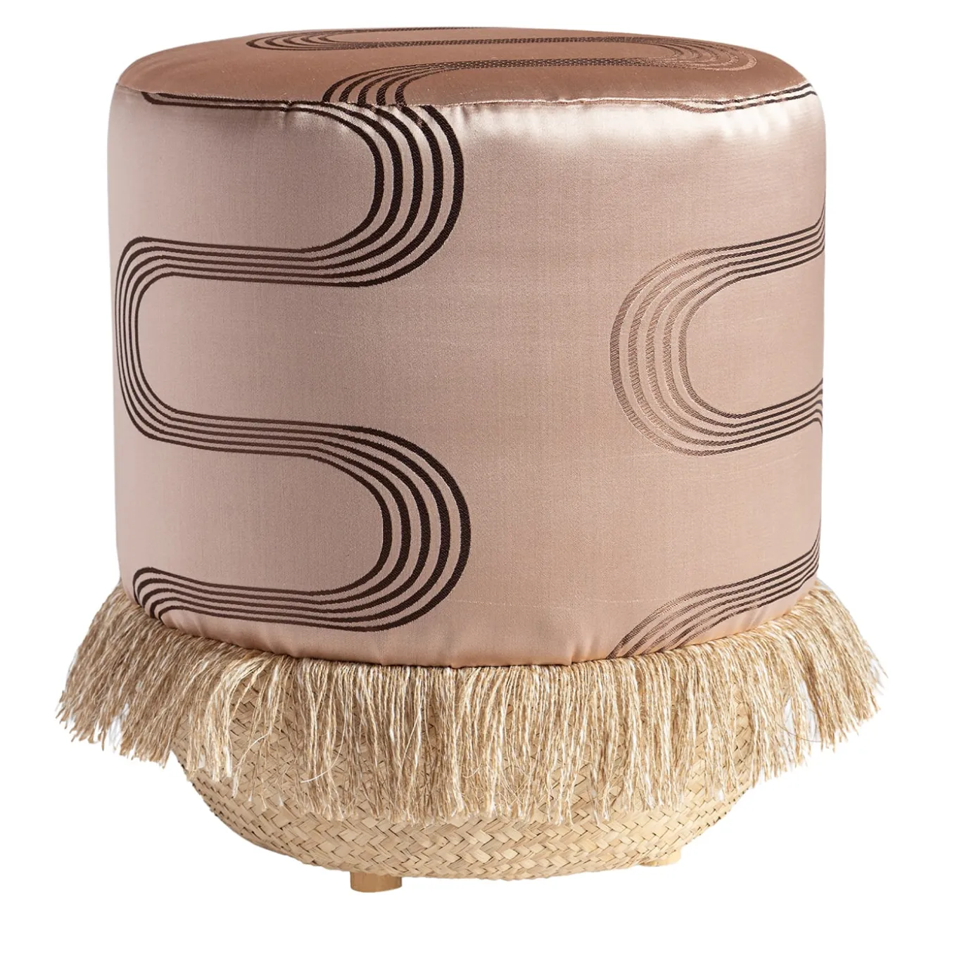 Pouf Vague Pink with Rubelli archive fabric and basket base