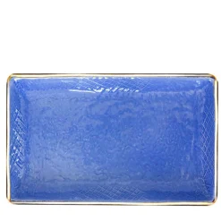 Preta Oro Set of 6 Large Blue Rectangular Plates 32cm
