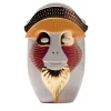 Primates Brazza Grey Ceramic With Metal Details Vase By Elena Salmistraro